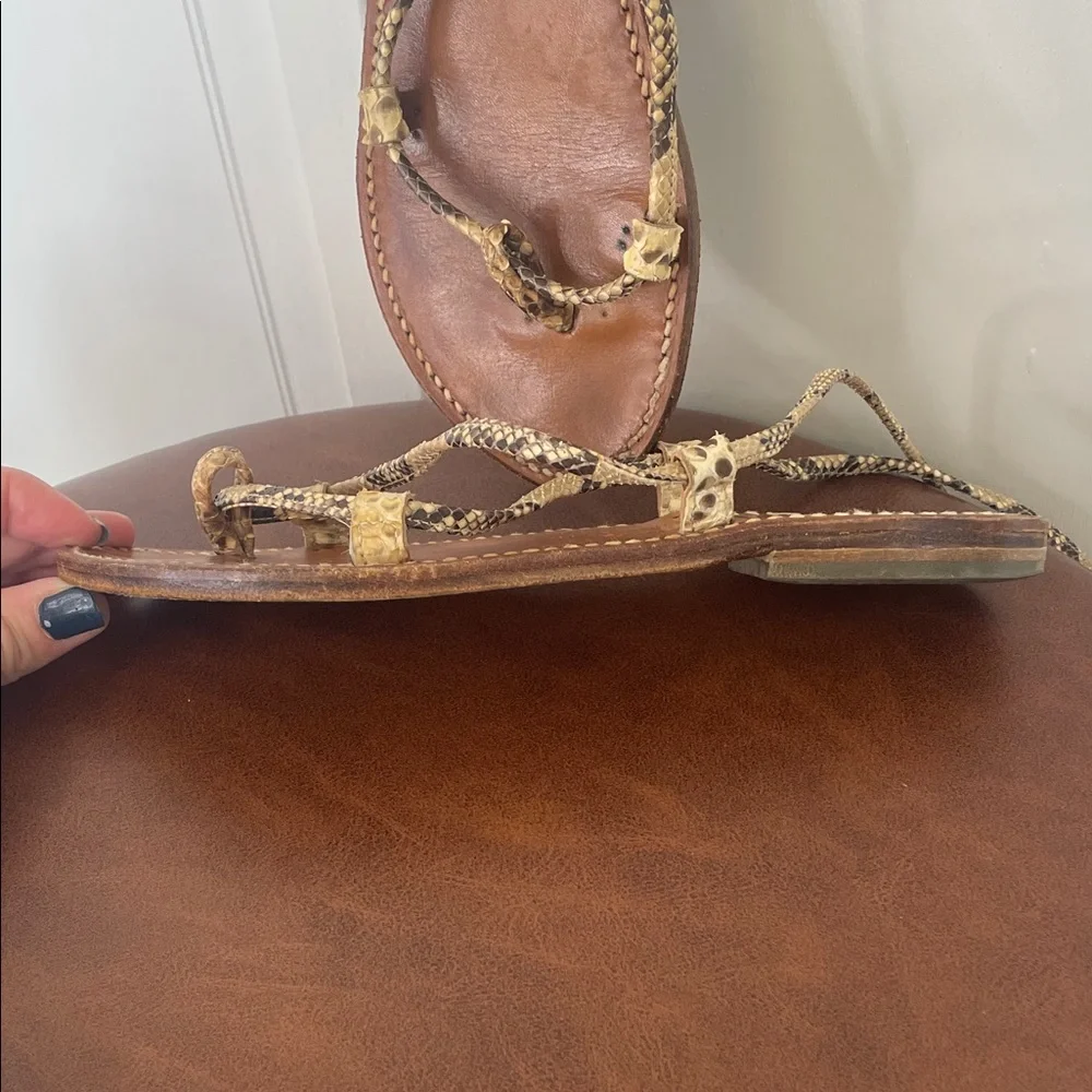 St. Tropez Bikini Brown Python Snake Leather Lace-Up Wrap Sandals Sz7 - Picture 7 of 7